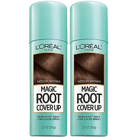 L'Oreal Paris Magic Root Cover Up Gray Concealer Spray Medium Brown 4 oz (2 pack)