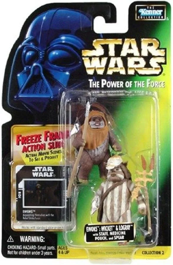 Kenner Star Wars Power of the force Ewoks Wicket and Logray Freeze Frame with A3