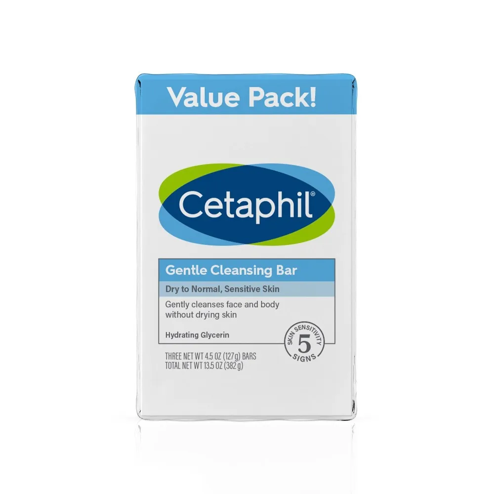 CETAPHIL Gentle Cleansing Bar, 4.5 oz Bar (Pack of 6), Nourishing Cleansing Bar For Dry, Sensitive Skin, Non-Comedogenic, (Packaging May Vary)