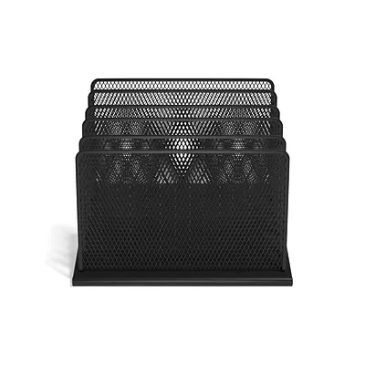 Tru Red Wire Mesh Incline Sorter 5 Section Letter-Size Matte Black