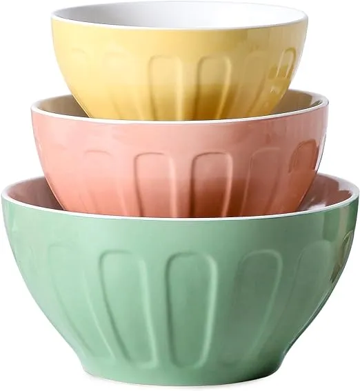 Ceramic Mixing Bowls For Kitchen 3piece Large Colorful Serving Bowls 3.13/1.68/1