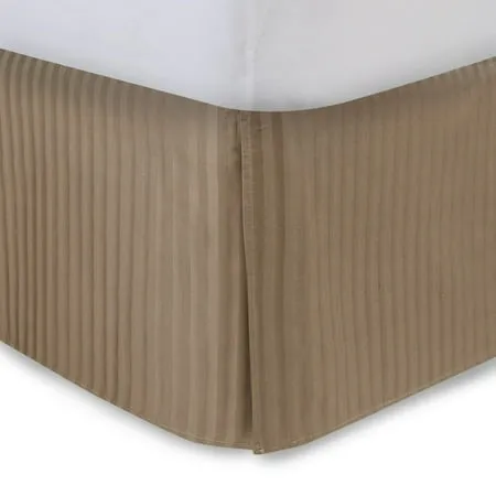 Camel Bed Skirt Twin XL Bed Skirt 18 Inch Drop Tailored/Pleated Striped Bedskirt Dust Ruffle with Split Corners and Platform Solid Poly/Cotton 300TC Fabric