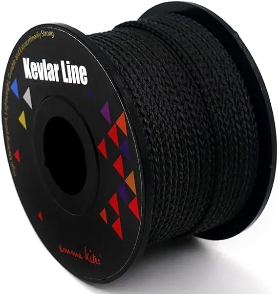 Emma Kites 100% Black Kevlar Braided Cord 100ft 300lb High Strength, Abrasion ...