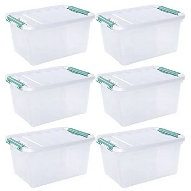 Wekioger 22 Quart Plastic Organizer Bins with Handles Clear Latching Storage Boxes