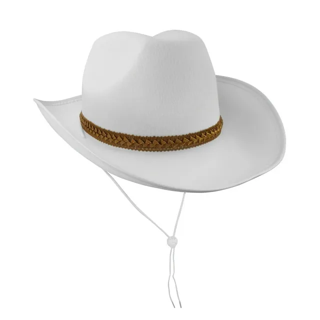 Nicky Bigs Adult Western Cowboy Cowgirl White Felt Hat Costume Accessory, Adult Unisex, Size: One Size