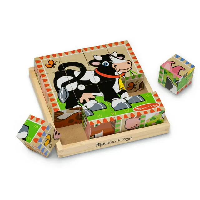 Melissa & Doug Wooden Farm Cube Puzzle