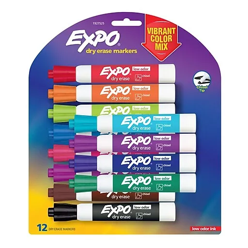 Expo Dry Erase Markers, Chisel Tip, Assorted, 12/Pack (1927525)