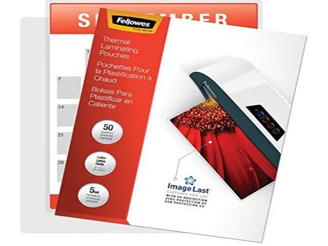 Fellowes Thermal Laminating Pouches, ImageLast, Jam Free, Letter Size, 5 Mil, 50 Pack (5204002)