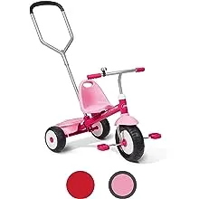 Radio Flyer Deluxe Steer & Stroll Trike, Kids And Toddler Tricycle, Pink Kids Bike, Age 2-5 Years