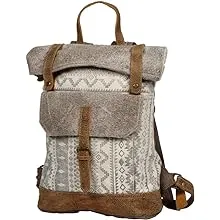 Myra Bag Classy Leather & Upcycled Canvas Backpack S-1237