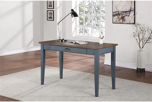 Farmhouse Wood Writing Desk Writing Table Office Desk Blue - Transitional - Desks And Hutches - by Martin Furniture | Houzz