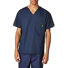 Wonderwink Scrubs: Unisex Navy V-Neck Cotton Blend Scrub Top 6006 NVY