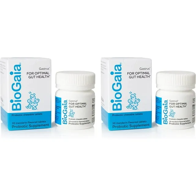 BioGaia, Gastrus pour une santé intestinale optimale, mandarine, 30 comprimés à croquer