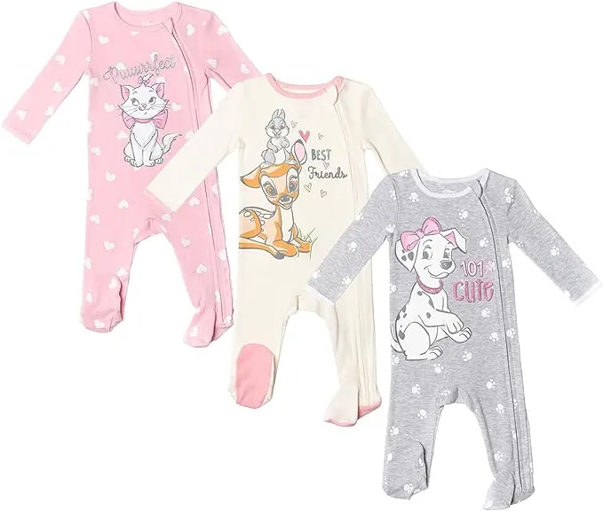 Disney Classics 101 Dalmatians Bambi 3-Pack Sleep N' Play Coveralls