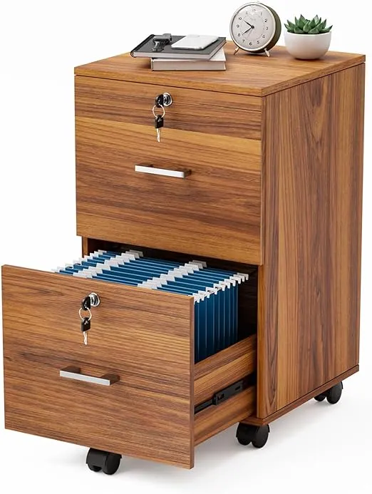 VINGLI 2-Drawer Wood File Cabinet with Lock