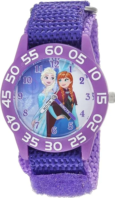 Disney Frozen Kids' Plastic Time Teacher Analog Quartz Nylon Strap Watch