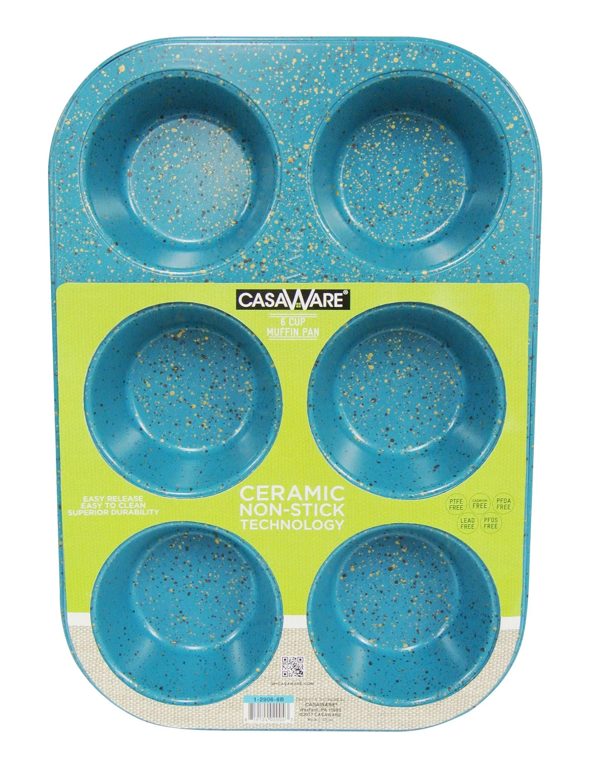 Toaster Oven 6 Cup Muffin Pan Nonstick Ceramic Coated blue Granite