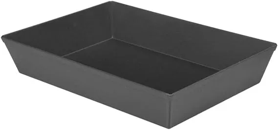 LloydPans 8" x 10" x 2 3/8" Hard Coat Anodized Aluminum Detroit-Style Pizza Pan with Pre-Seasoned Tuff-Kote Finish RCT-14927-PSTK