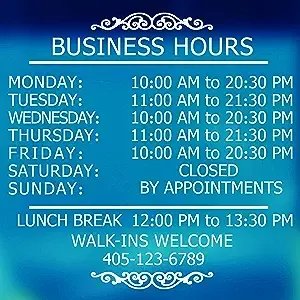 Professional Business Hours Sign Kit, 16x23 Inches Changeable Signs for Business, Customize Window Sign for Business, Outside Retail Hours of Operation Sign, Store Hours Sign (Outside Version)