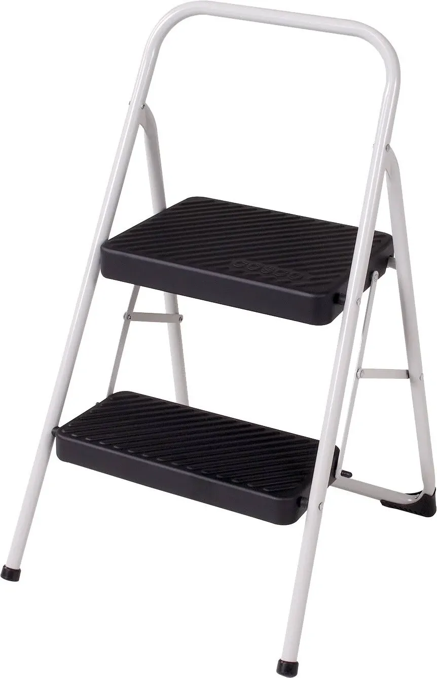 Cosco 2-Step Folding Steel Step Stool 200lb Cap 17.38wx18dx28.13h Cool Gray