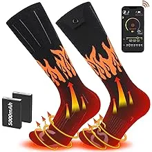 RELIRELIA Heated Socks Rechargeable Electric Heated Socks for Men Women - 5V/5000 mAh Battery Powered Foot Warmer Stockings with APP Control for Winter Hunting Skiing Camping Hiking