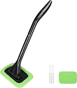 XINDELL Windshield Cleaning Tool - Auto Glass Cleaner with Detachable Handle, Microfiber Cloth Car Window Cleaning Kit, Interior Car Detailing Accessories, Perfect for Car, Home, and Outdoor Windows