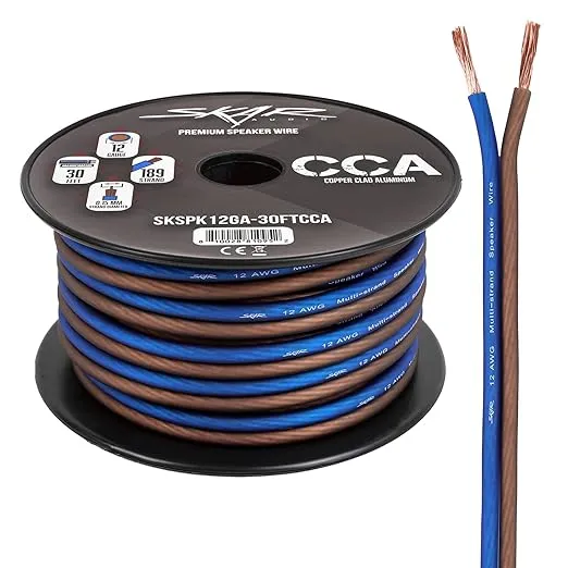 Skar Audio 12 Gauge AWG Audio Speaker Wire 30 Feet (Blue/Brown)