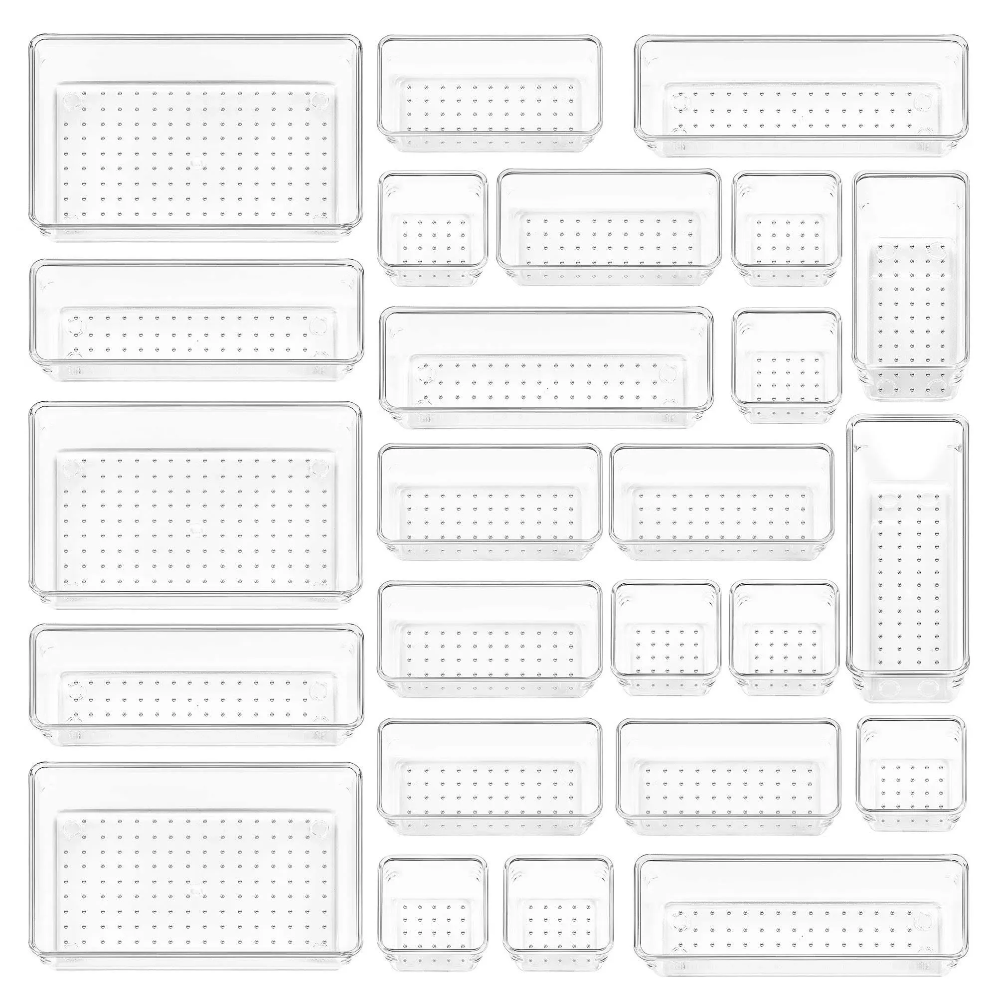 Vtopmart 25 Pcs Clear Plastic Drawer Organizers Set