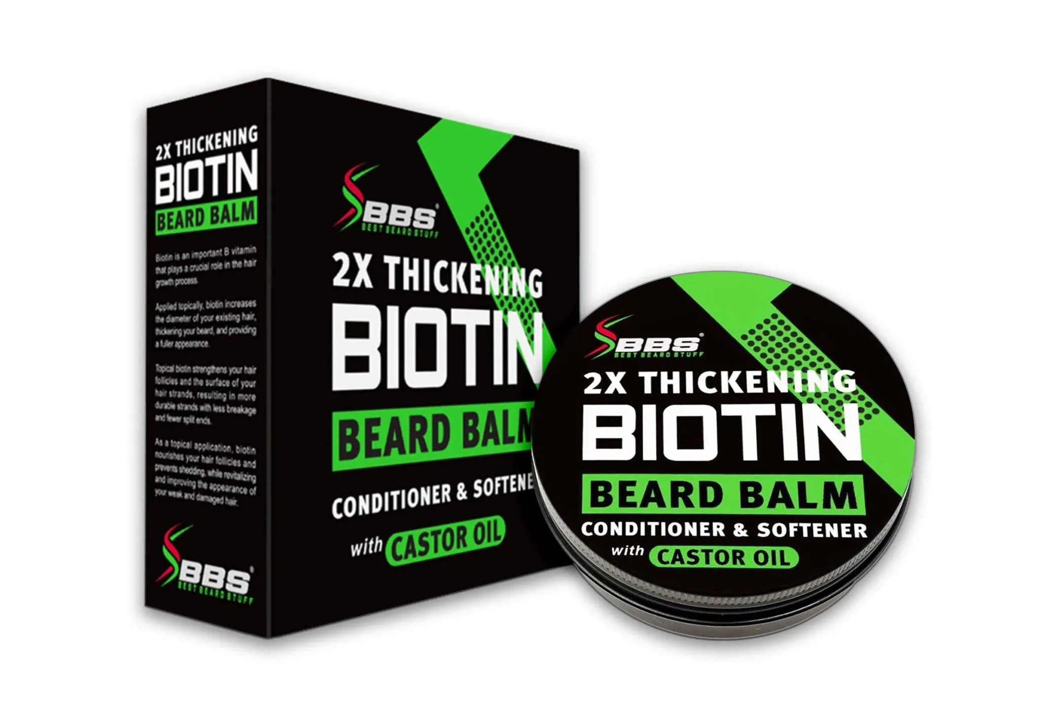 2x Thickening Biotin Beard Balm for Men Mustache Wax for Thicker Fac