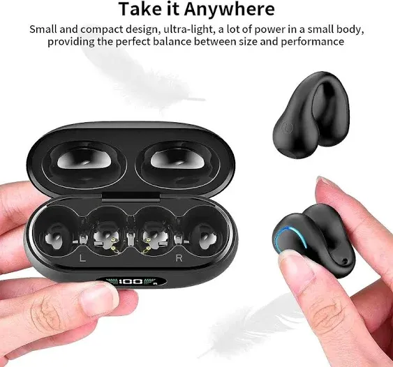 Open Ear Clip Headphones, Wireless Bluetooth Sports Earbuds Built-in Microphone ...