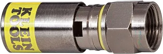 Klein Tools VDV812-612 Universal Compression F Connectors RG6/6Q Coax, Universal Sleeve Technology, Professional Grade, 50-Pack, Yellow/Nickel