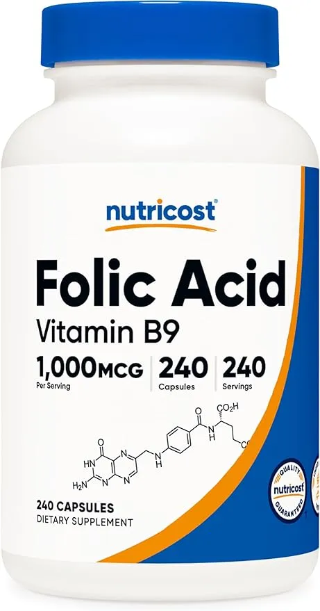 Nutricost Folic Acid (Vitamin B9) 1000 mcg, 240 Capsules