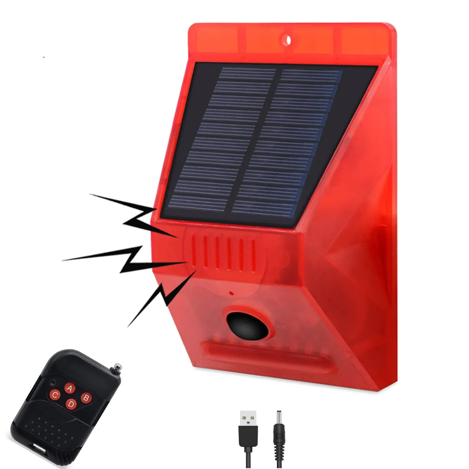 Solar Alarm with Remote Controller Motion Detector Outdoor Alarm Light 129db Sound Security Siren Light Ip65 Waterproof