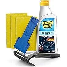 Cerama Bryte Combo Kit POW-R Grip, Scraper, Pad & Removes Tough Stains Cooktop and Stove Top Cleaner для скла - керамічних поверхонь, 10 унцій, 4 шт.