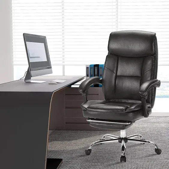 Executive Office Chair, Ergonomic Big and Tall Leather Swivel Rolling Managerial