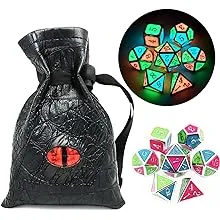 Haxtec Glow in The Dark Glowing Blue Red Green Silver Metal Dice Set D&D 7PCS DND Dice Set for Dungeons and Dragons RPG Games-Silver Glowing Blue Green Red