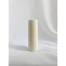 2 Pack Ribbed Pillar Soy Wax Scented Candle for Home Decoration Birthday Valentine's Day Wedding Christmas (Ribbed Pillar Candle White)