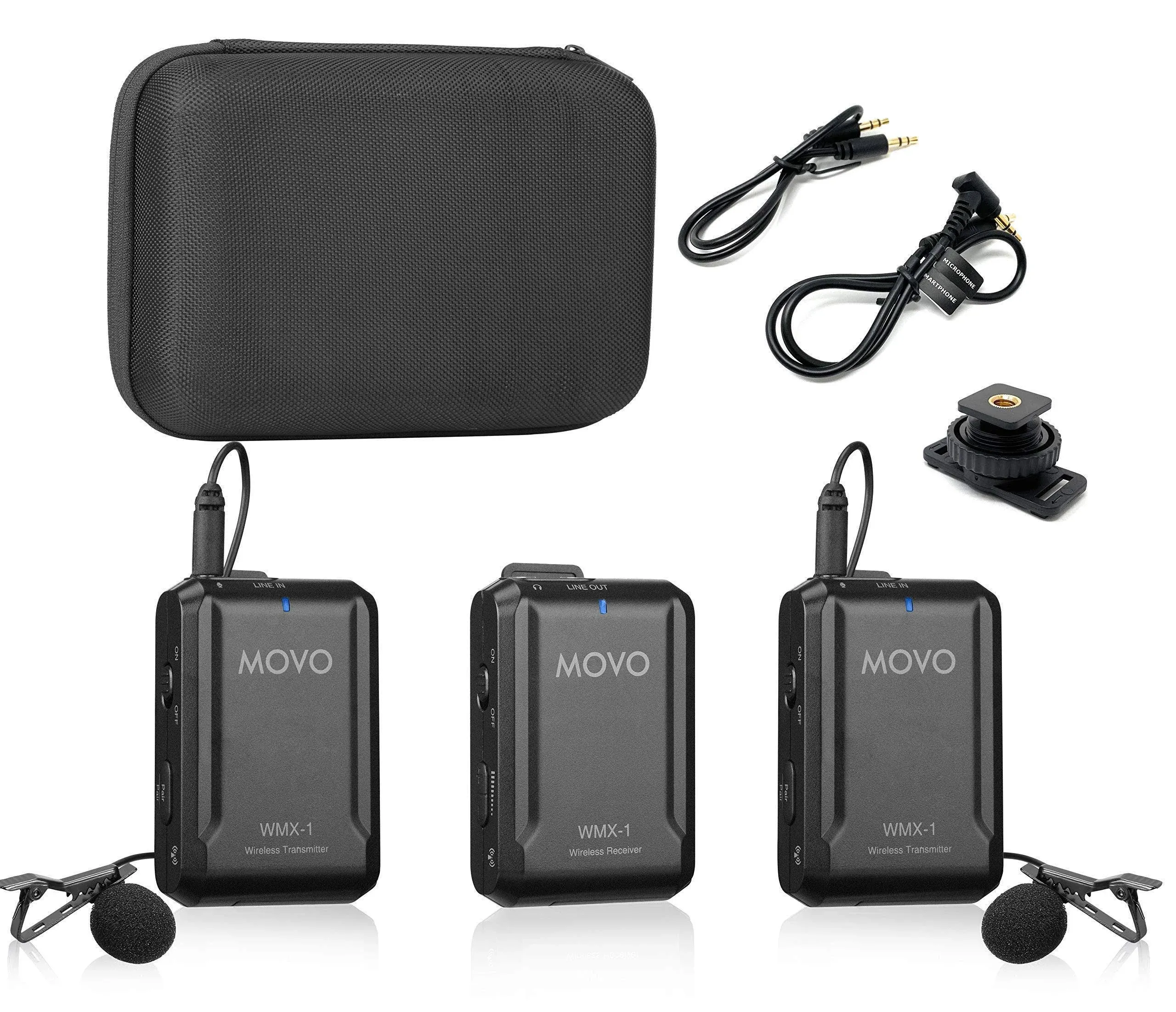 Movo WMX-1-DUO 2.4GHz Dual Wireless Lavalier Microphone System Compatible wit...