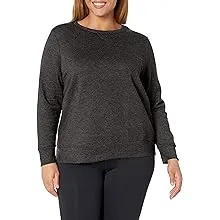 Just My Size OJ098 Women's ComfortSoft EcoSmart V Notch Crewneck Sweatshirt - Slate Heather - 5XL