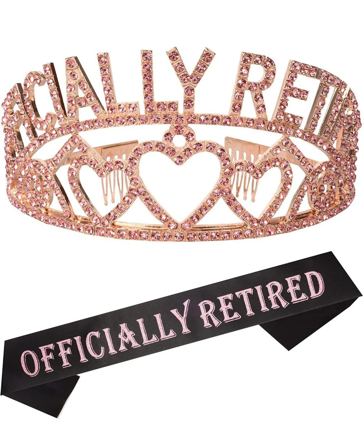 Meant2tobe Officially Retired Retirement Party Set Pink, Officially Retired Tiara/Crown, Retirement