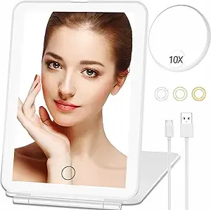 Makeup Mirror, 2500mAh Travel Mirror with 3 Color Lights