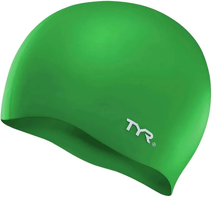 TYR Adult Silicone Wrinkle Free Swimming Cap Green NEW