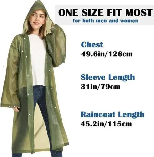 Opret 2 Pack Raincoats Reusable EVA Rain Ponchos Lightweight Coat Waterproof