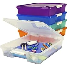 Storex 12x12 Stack & Store Box, Assorted Colors, Case of 5