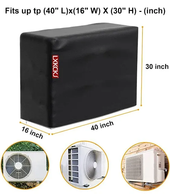 Air Conditioner Cover for Outside Units - 420D Waterproof Heavy Duty Fabric Winter AC for Window Unit - Weather/UV Resistant Covers Fits AC Condensing HVAC Unit (Black,40L X16W X30H)