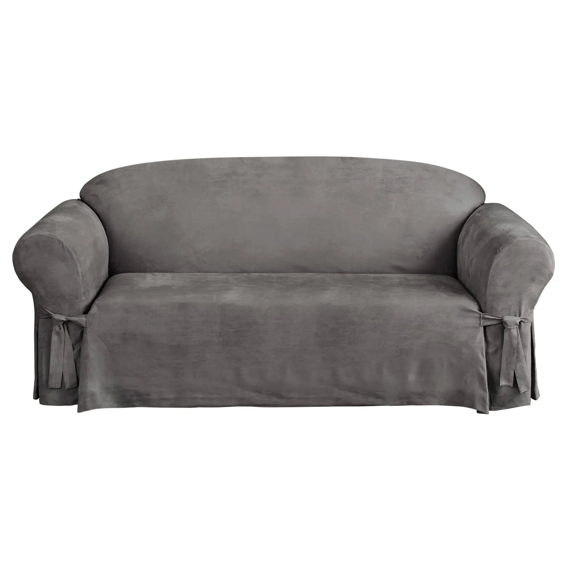 Soft Suede Sofa Slipcover Gray - Sure Fit