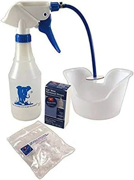 DOCTOR Easy Elephant Ear Washer Bottle System Kit Blue/Clear/White 4 Piece Set