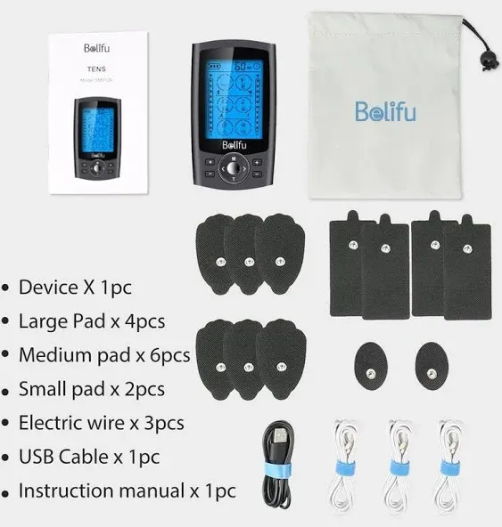 Dual Channel TENS EMS Unit 24 Modes Muscle Stimulator with 10 Pads, 4SDOT