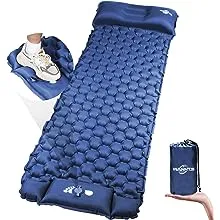 WANNTS Sleeping Pad, Ultralight Inflatable Sleeping Pad for Camping, Built-in Pump, Ultimate for Camping, Hiking - Airpad, Carry Bag, Repair Kit - Compact & Lightweight Camping Pad(Blue)