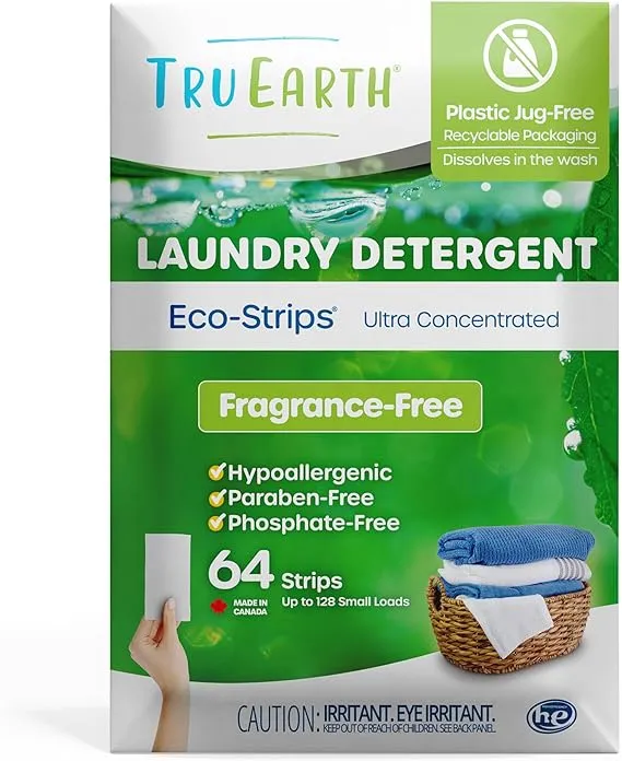 Tru Earth Laundry Detergent Sheets - Up to 768 Loads (384 Sheets) - No Plastic Jug - Original Eco-Strip Liquidless Laundry Detergent - Fragrance Free